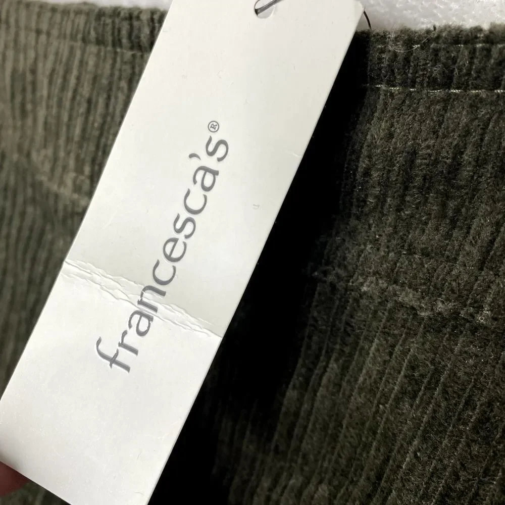 Francesca's Mi Ami Tamm Zip Corduroy Mini Skirt Green Small New Academia Fall
